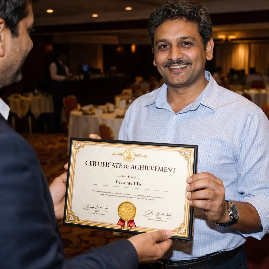 Record holder receiving official certification at an award ceremony